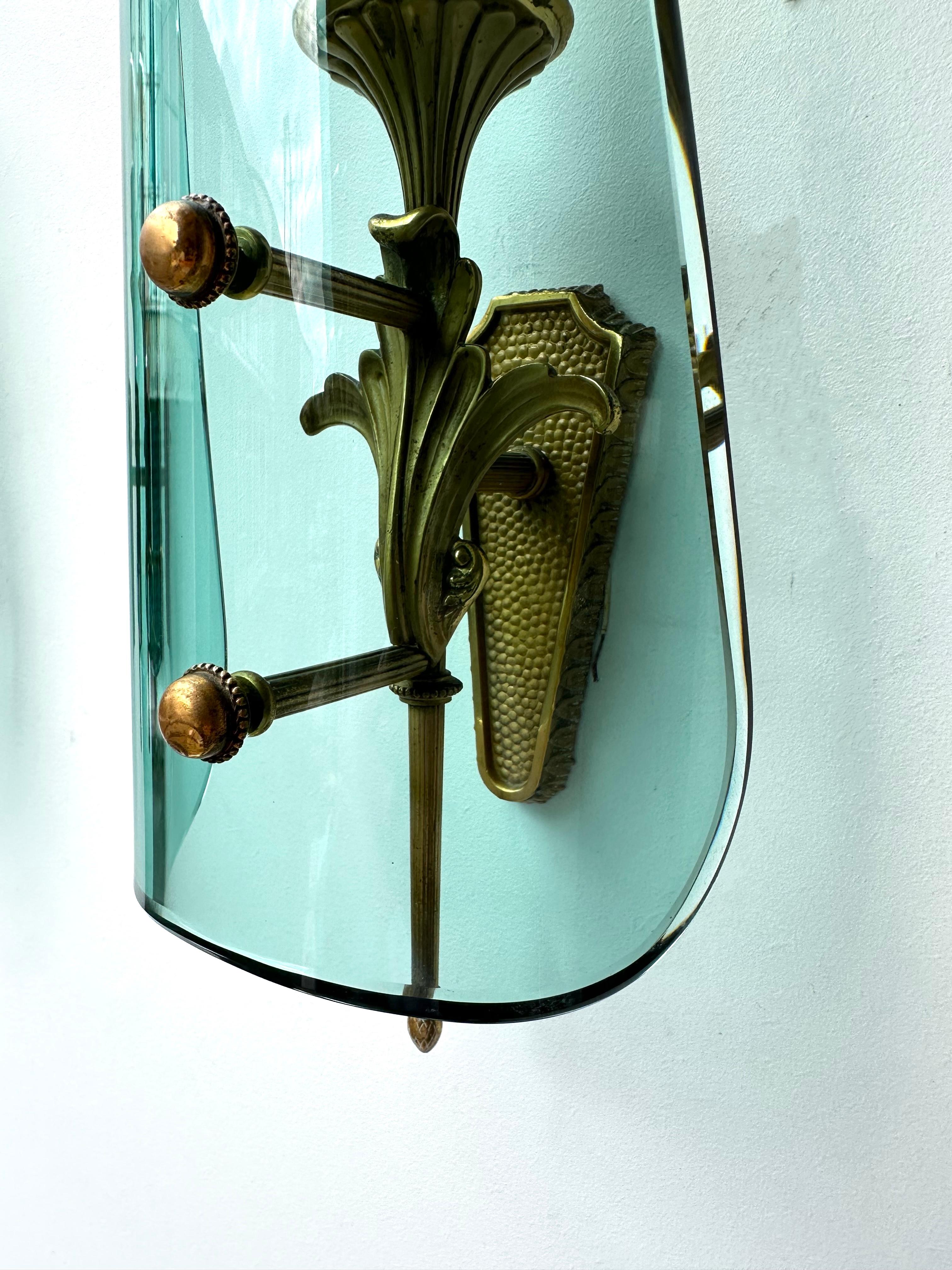 Mid-Century Modern Sconces Glass and Bronze. Italy, 1950s en vente 2