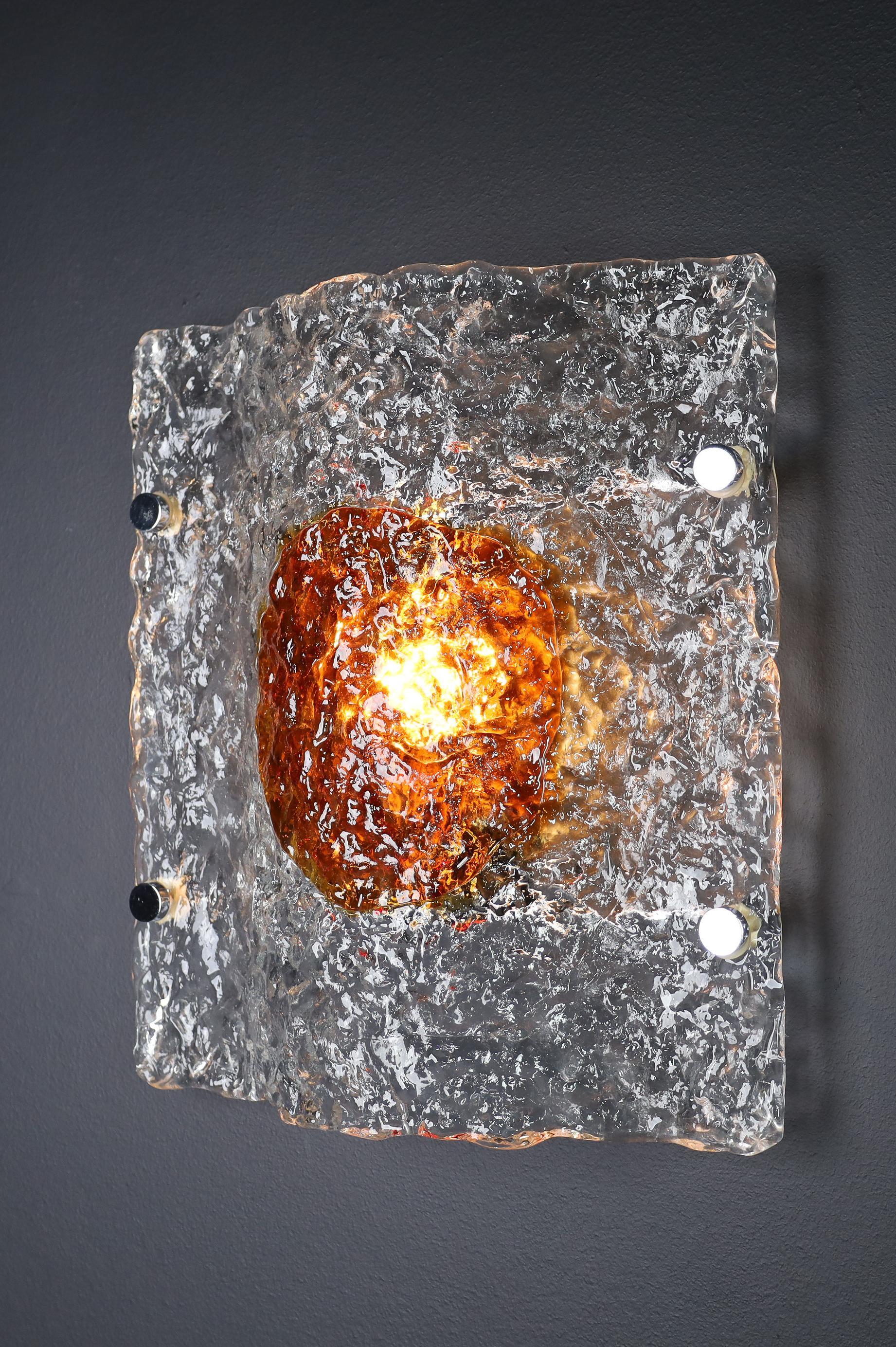 Mid-Century Modern Sconces in Murano Glass by Mazzega Made in Italy 1970s   For Sale 6