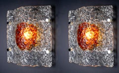 Mid-Century Modern Sconces in Murano Glass by Mazzega Made in Italy 1970s