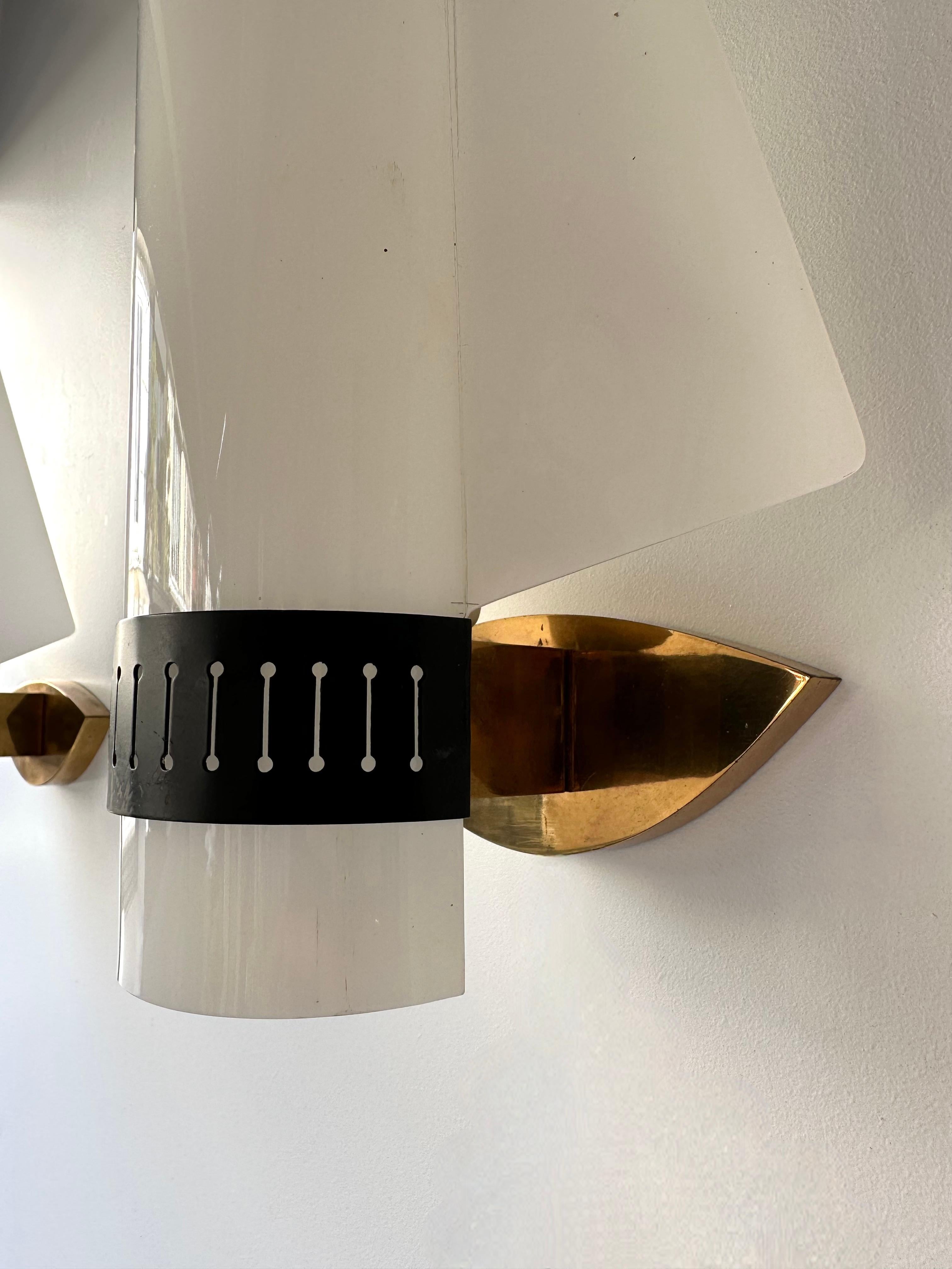 Mid-Century Modern Sconces Perspex Brass by Stilnovo. Italy, 1960s For Sale 6