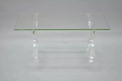 Mid Century Modern Scrolling Ribbon Lucite Glass Hollywood Regency Coffee Table