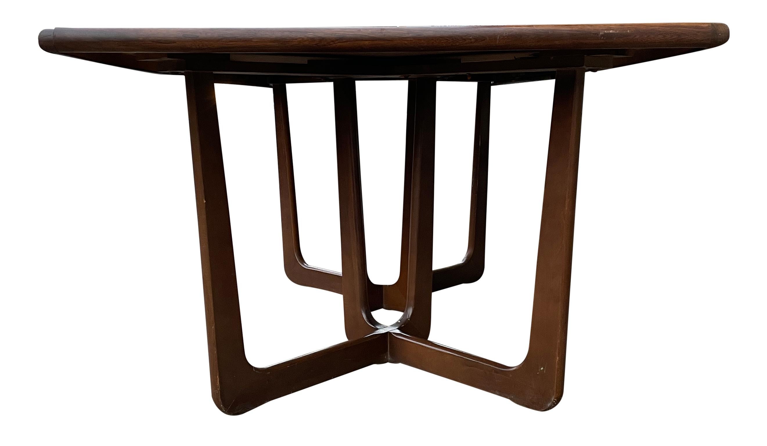 Mid-Century Modern Sculpted Base Walnut Dining Table Style of Adrian Pearsall  5
