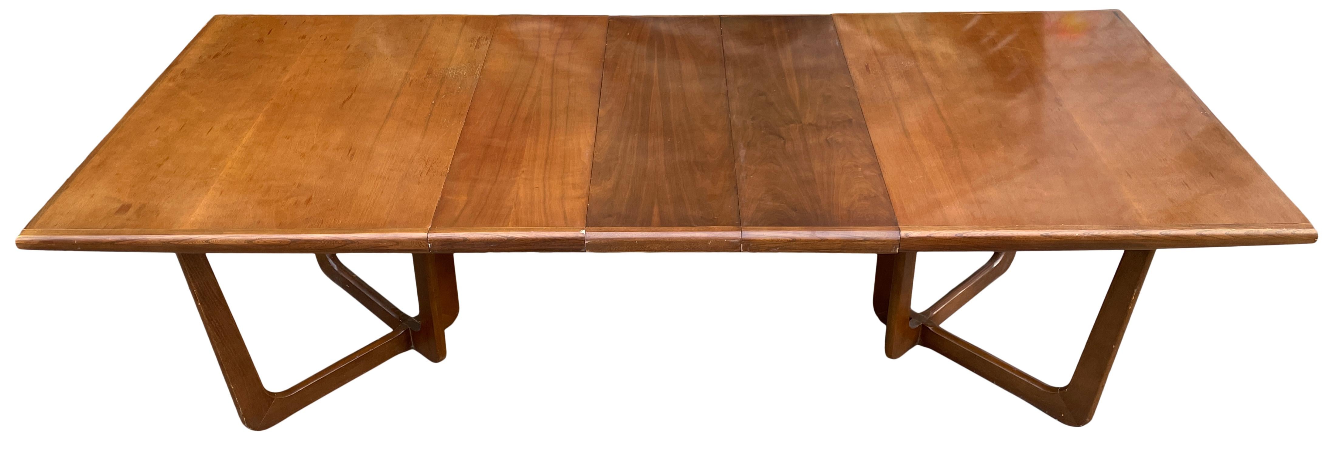 Mid-Century Modern Sculpted Base Walnut Dining Table Style of Adrian Pearsall  1