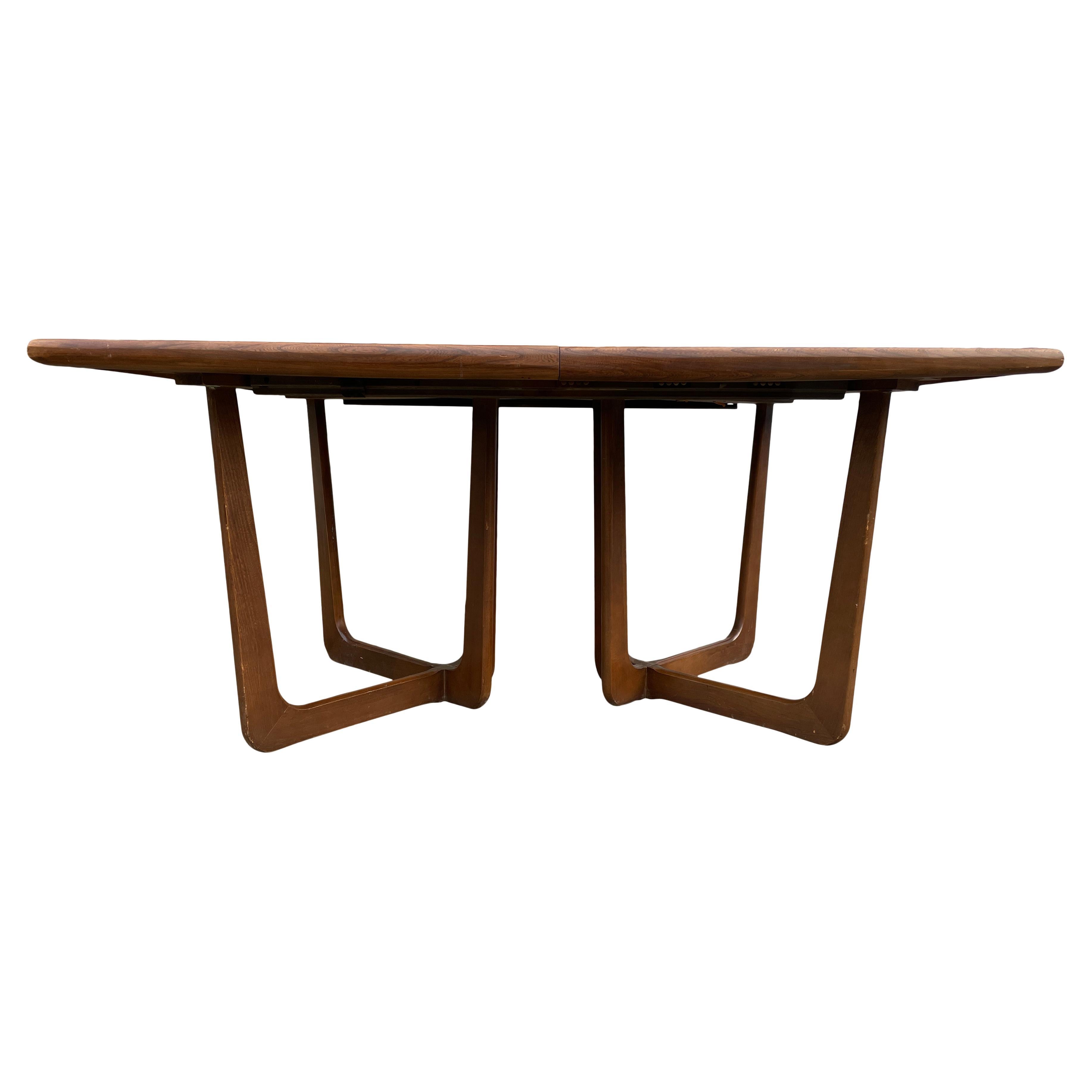 Mid-Century Modern Sculpted Base Walnut Dining Table Style of Adrian Pearsall