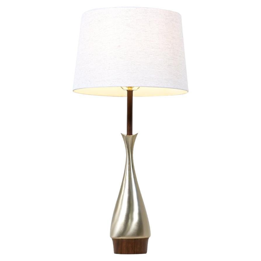 Expertly Restored - Mid-Century Modern Sculpted Brass Table Lamp by Laurel