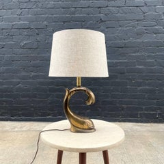 Mid-Century Modern Sculpted Dolphin Style Brass Table Lamp