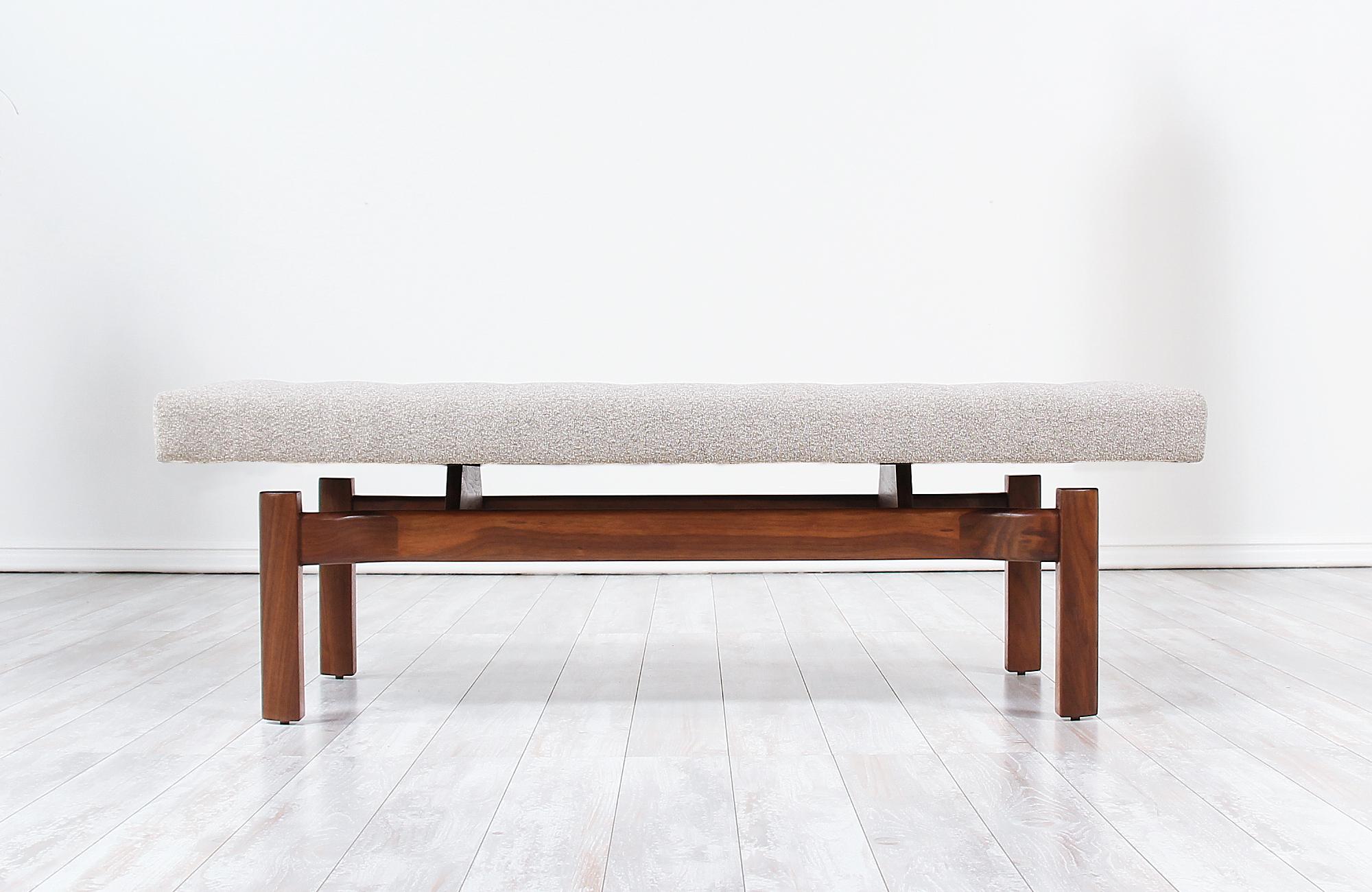 American Mid-Century Modern Sculpted Floating Tufted Bench