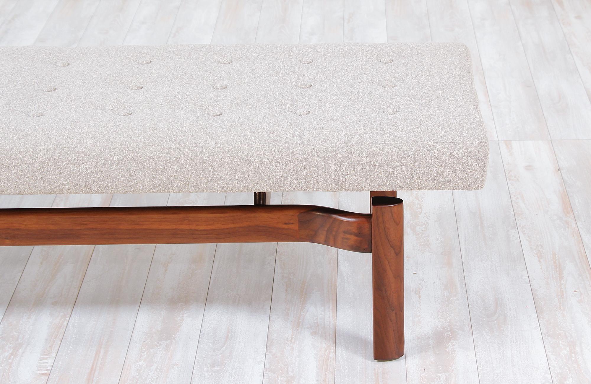 Mid-Century Modern Sculpted Floating Tufted Bench 2