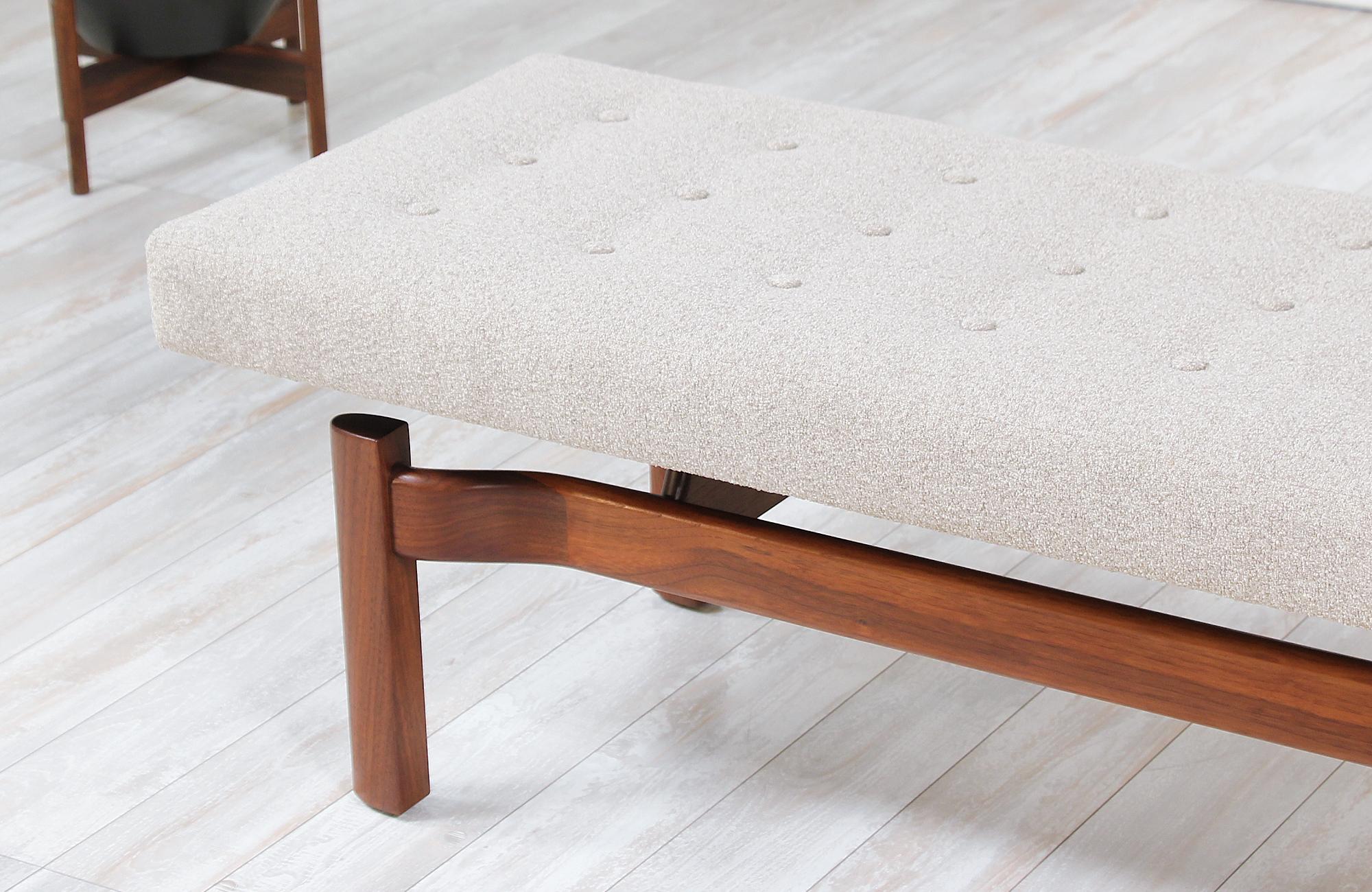 Mid-Century Modern Sculpted Floating Tufted Bench 3
