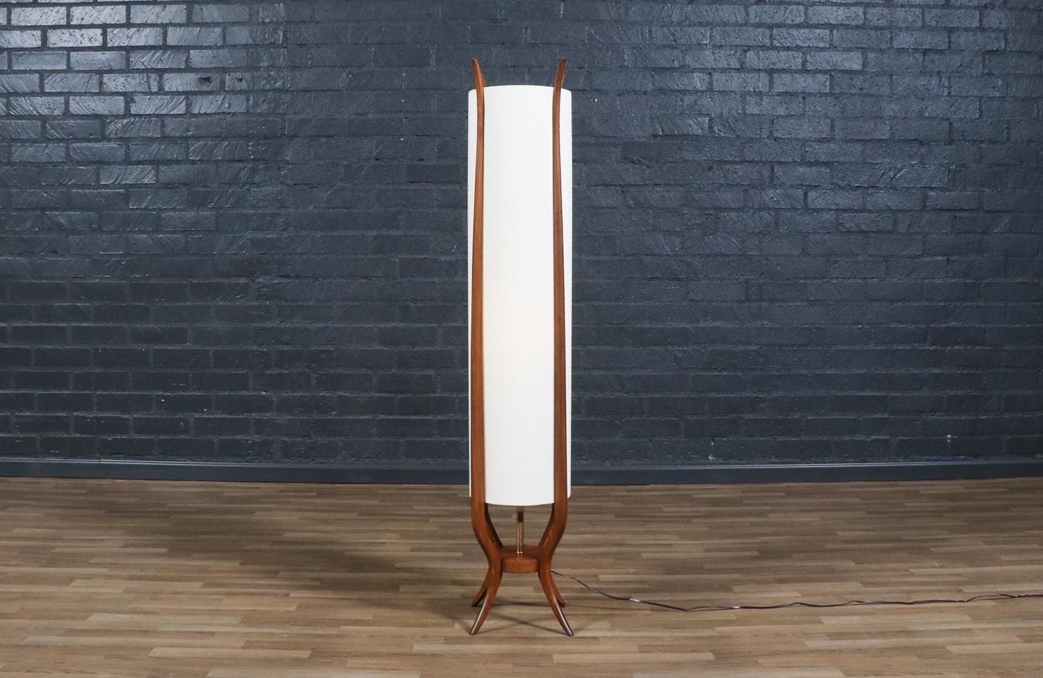 Stained Mid-Century Modern Sculpted Floor Lamp by Roller Lamp Co. For Sale