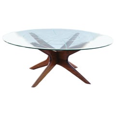 Mid-Century Modern Sculpted Glass Top Cocktail Coffee Table by Adrian Pearsall