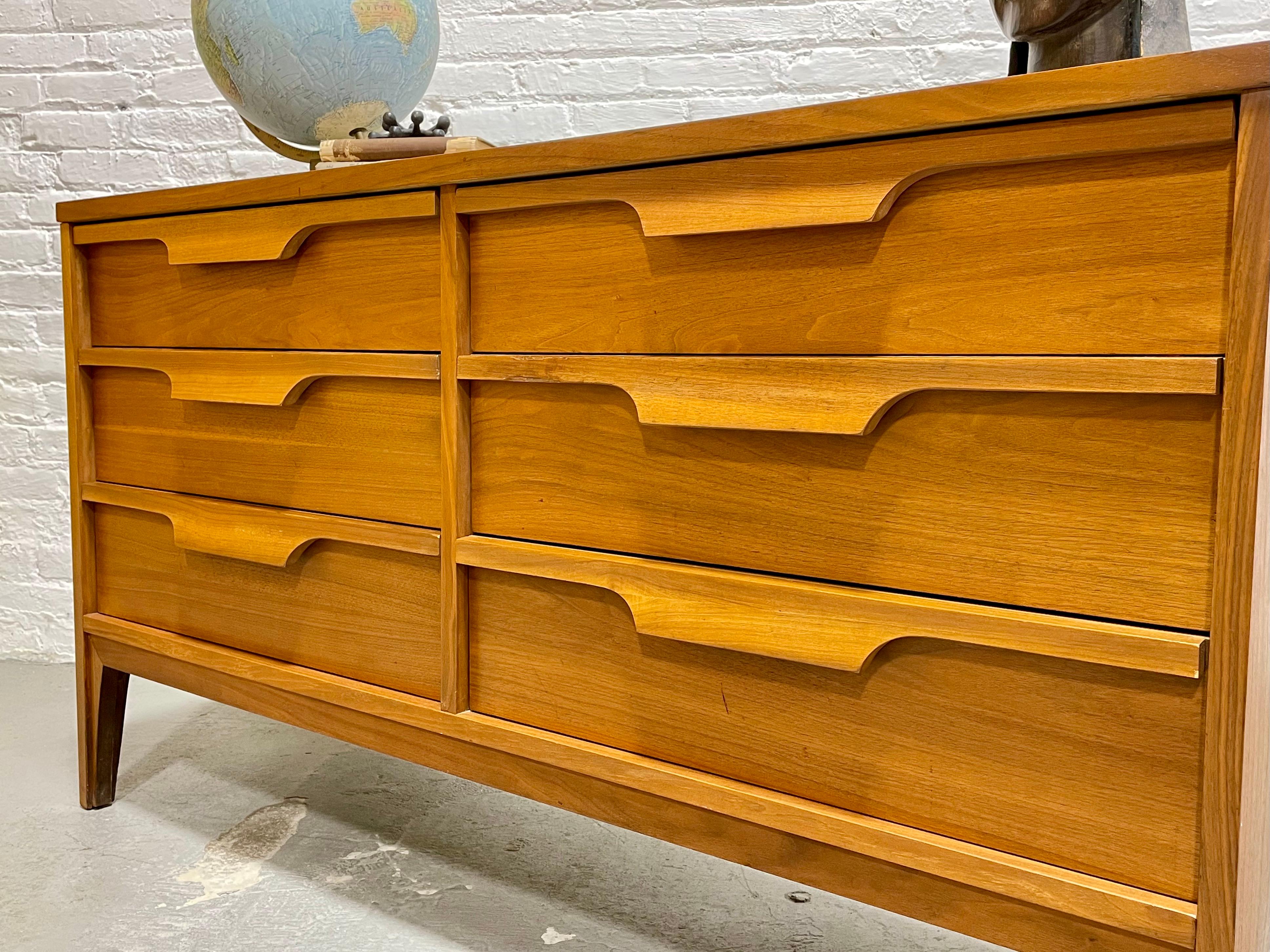 Mid Century MODERN SCULPTED Long DRESSER / Credenza by Johnson Carper, c. 1960's 8