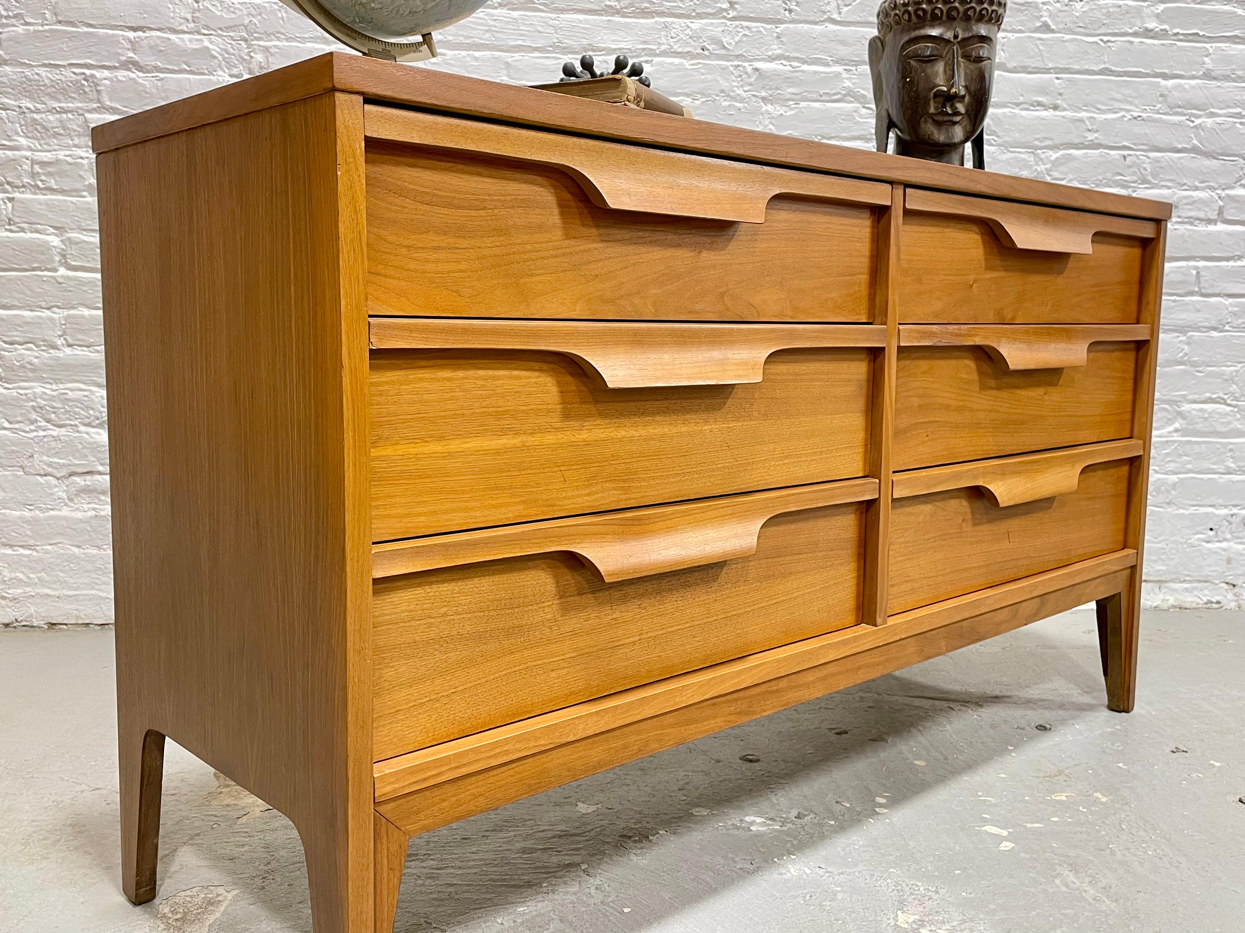 Mid Century MODERN SCULPTED Long DRESSER / Credenza by Johnson Carper, c. 1960's In Good Condition In Weehawken, NJ