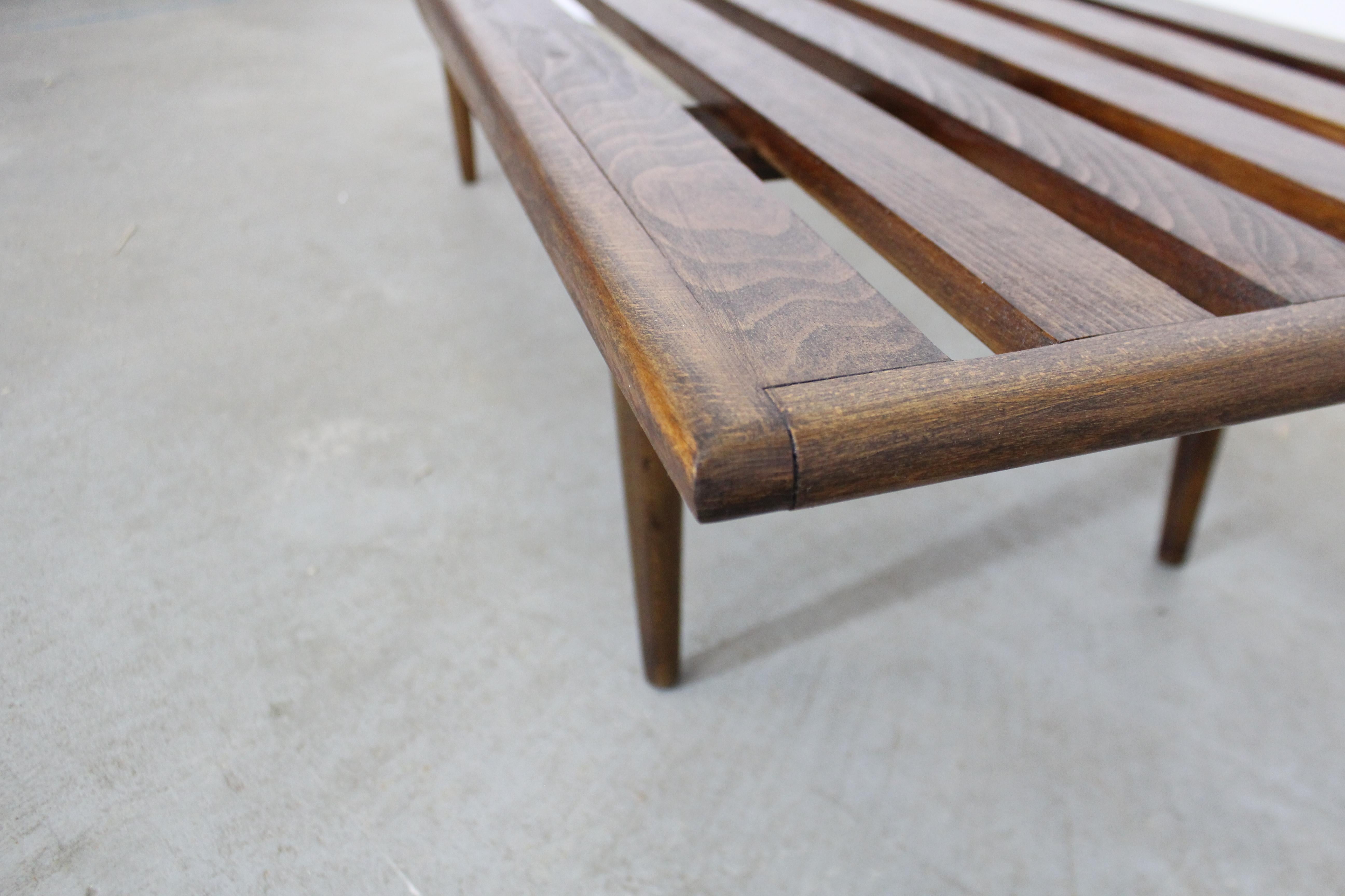 Mid-Century Modern Sculpted Low Slat Bench Coffee Table 4