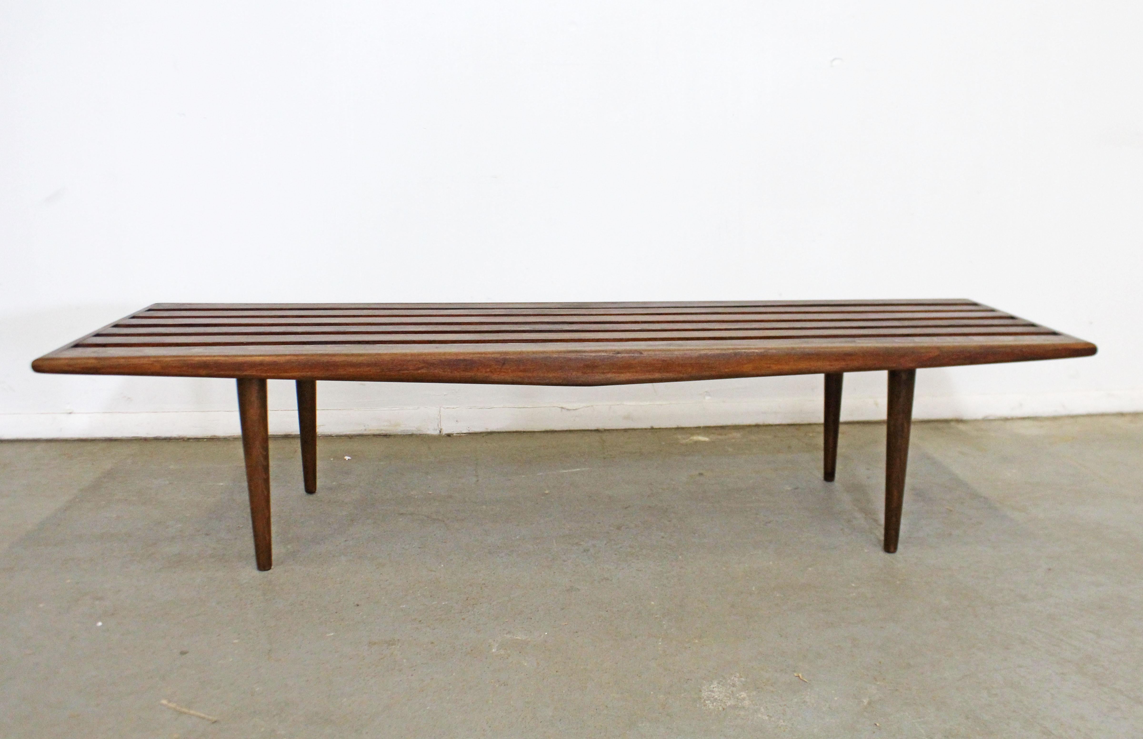 American Mid-Century Modern Sculpted Low Slat Bench Coffee Table