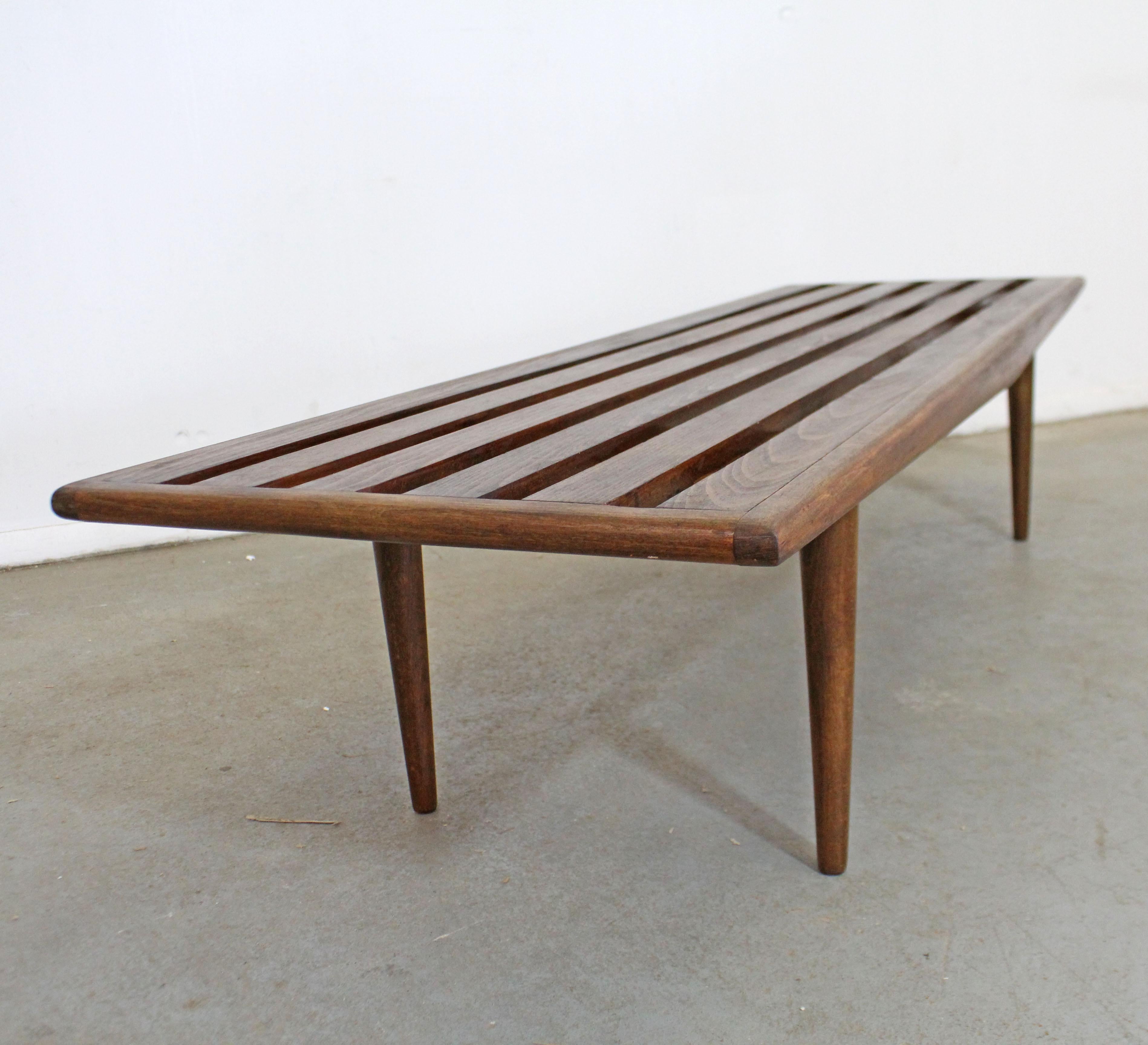 20th Century Mid-Century Modern Sculpted Low Slat Bench Coffee Table