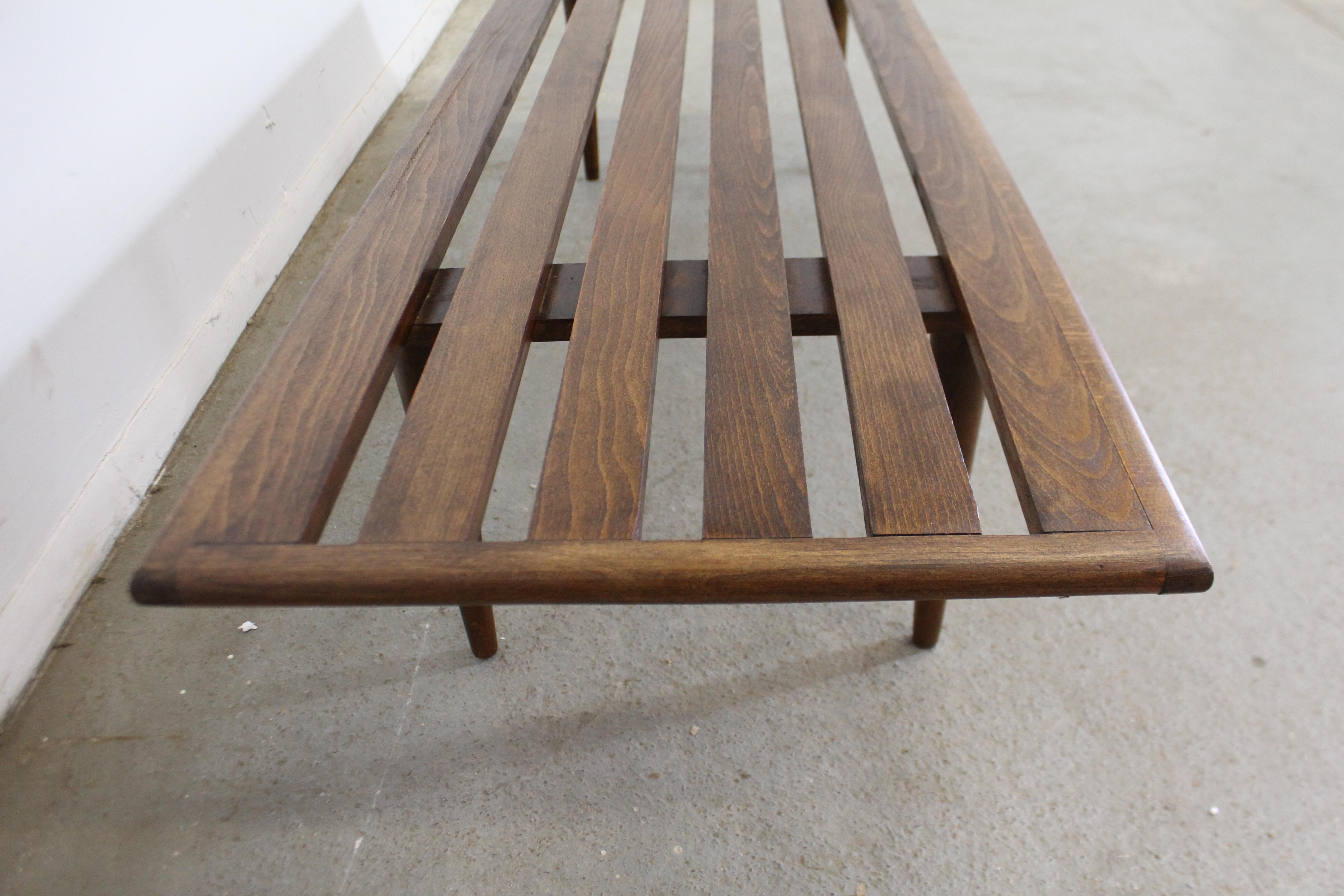 Mid-Century Modern Sculpted Low Slat Bench Coffee Table 1