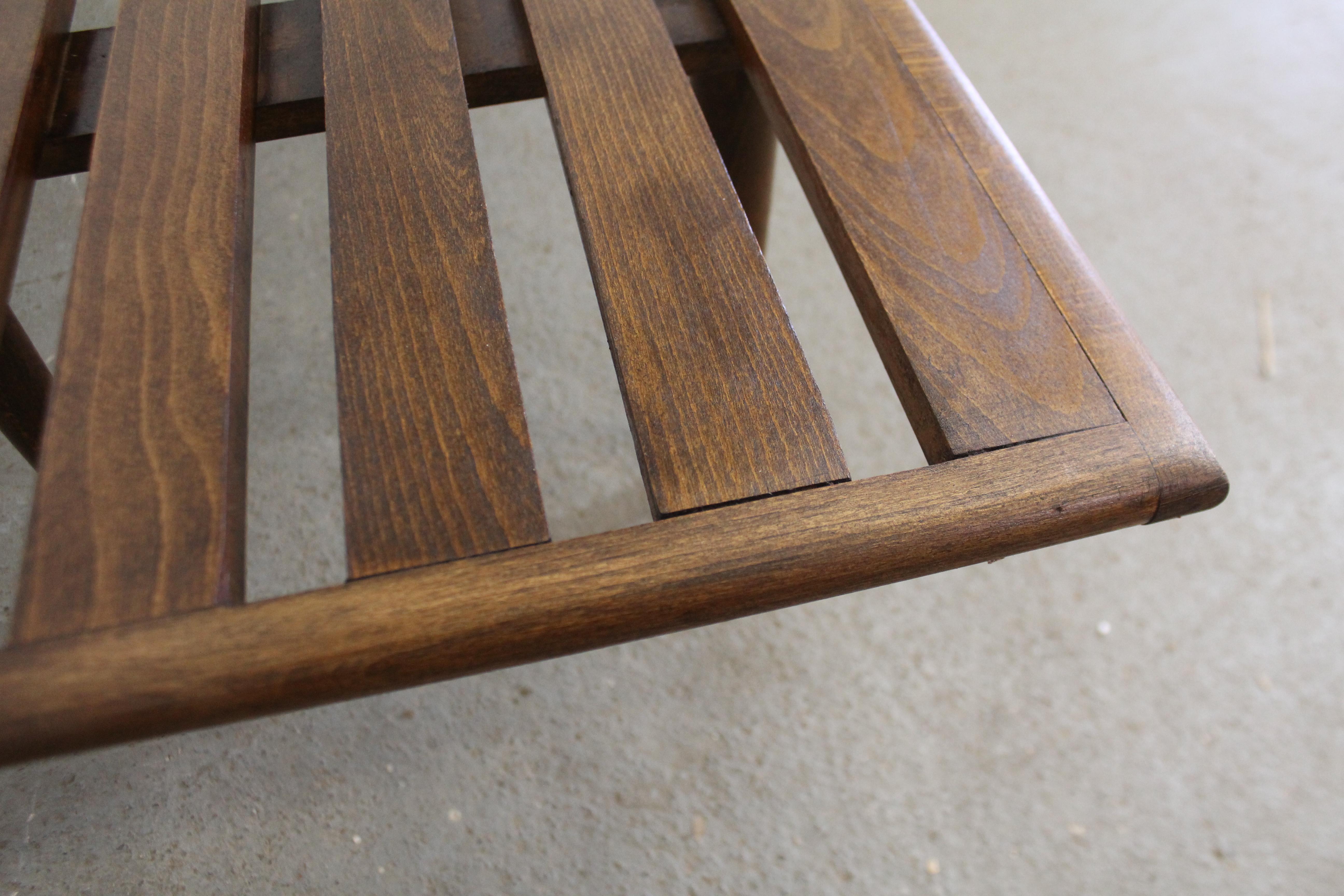 Mid-Century Modern Sculpted Low Slat Bench Coffee Table 2