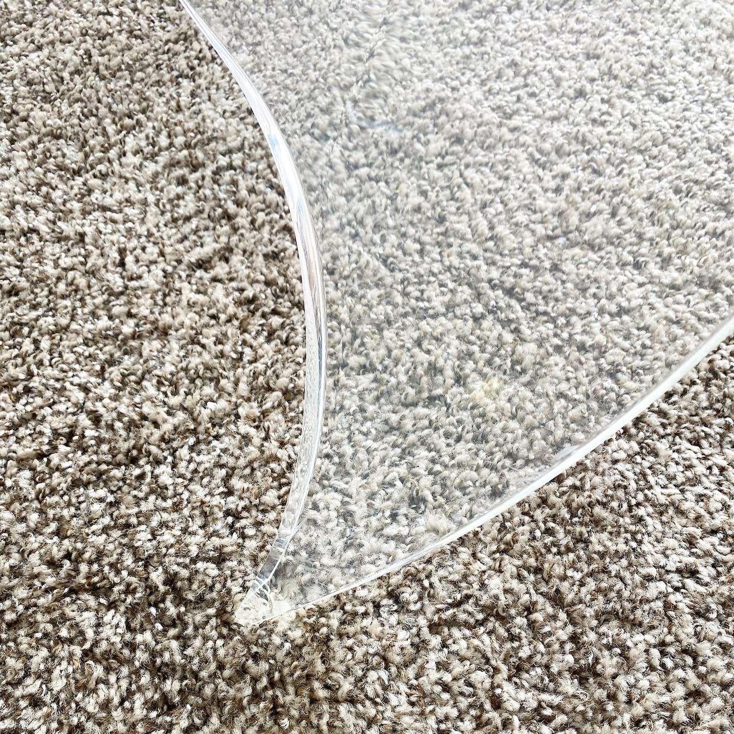 Mid Century Modern Sculpted Lucite Oval Glass Top Coffee Table For Sale 3