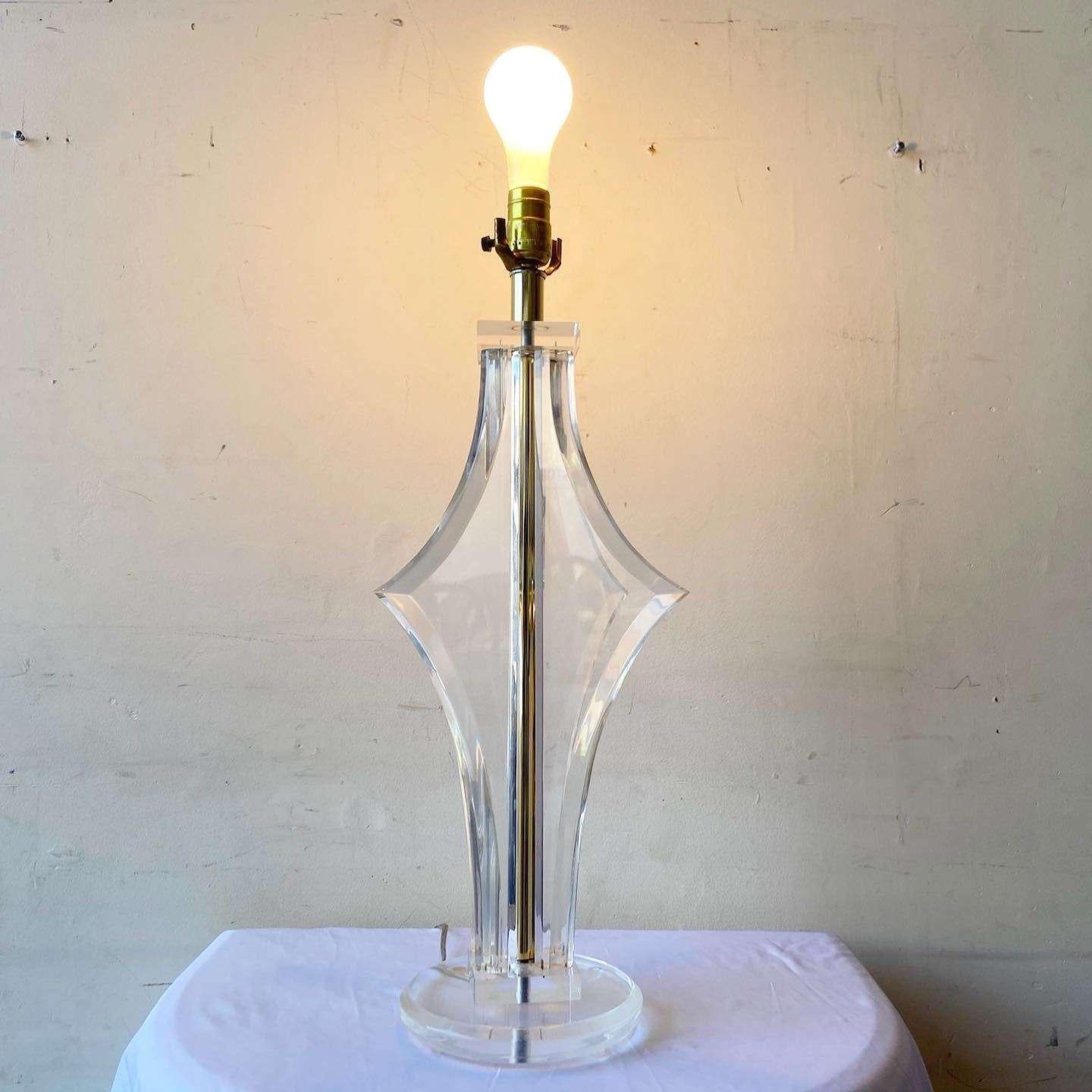 Late 20th Century Mid Century Modern Sculpted Lucite Table Lamp