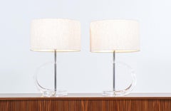 Mid-Century Modern Sculpted Lucite Table Lamps