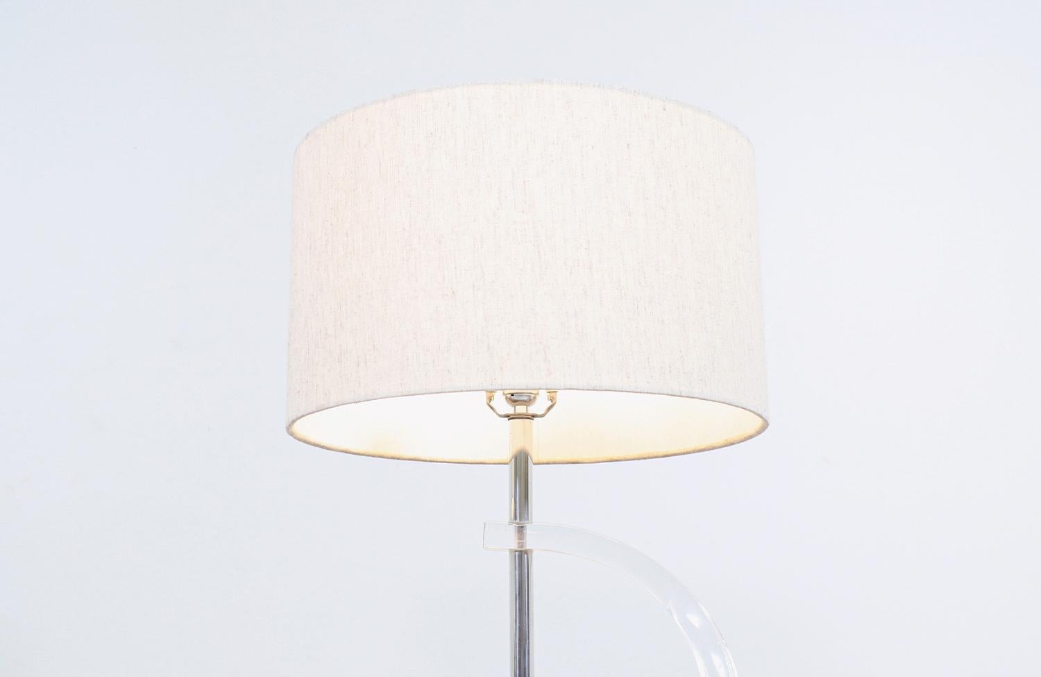 Chrome Mid-Century Modern Sculpted Lucite Table Lamps For Sale