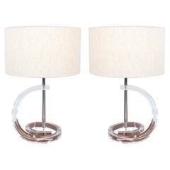 Mid-Century Modern Sculpted Lucite Table Lamps
