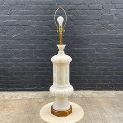 Mid-Century Modern Sculpted Marble Table Lamp with Gold Leaf Base