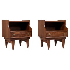 Vintage Mid-Century Modern Sculpted Night Stands by Stanley Furniture