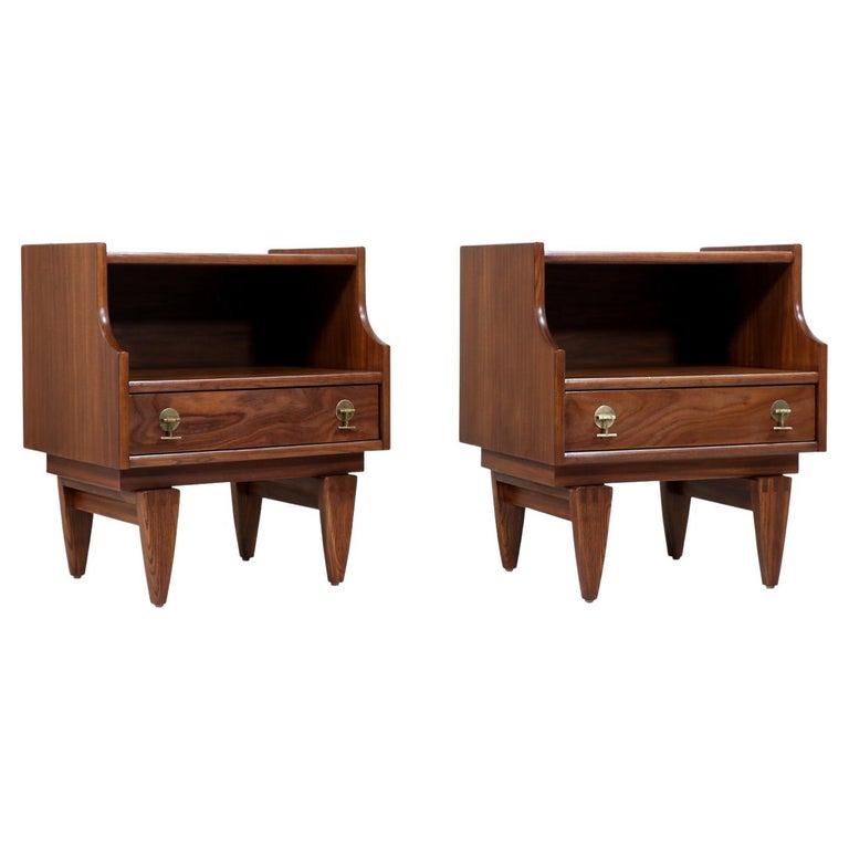MidCentury Modern Sculpted Bedside Tables by Stanley Furniture For