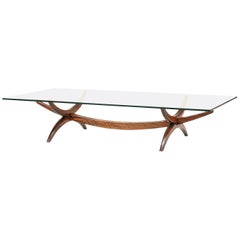 Mid-Century Modern Sculpted Rosewood and Glass Coffee Table