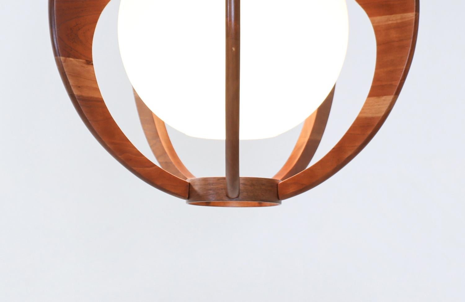 American Mid-Century Modern Sculpted Sphere Pendant Chandelier