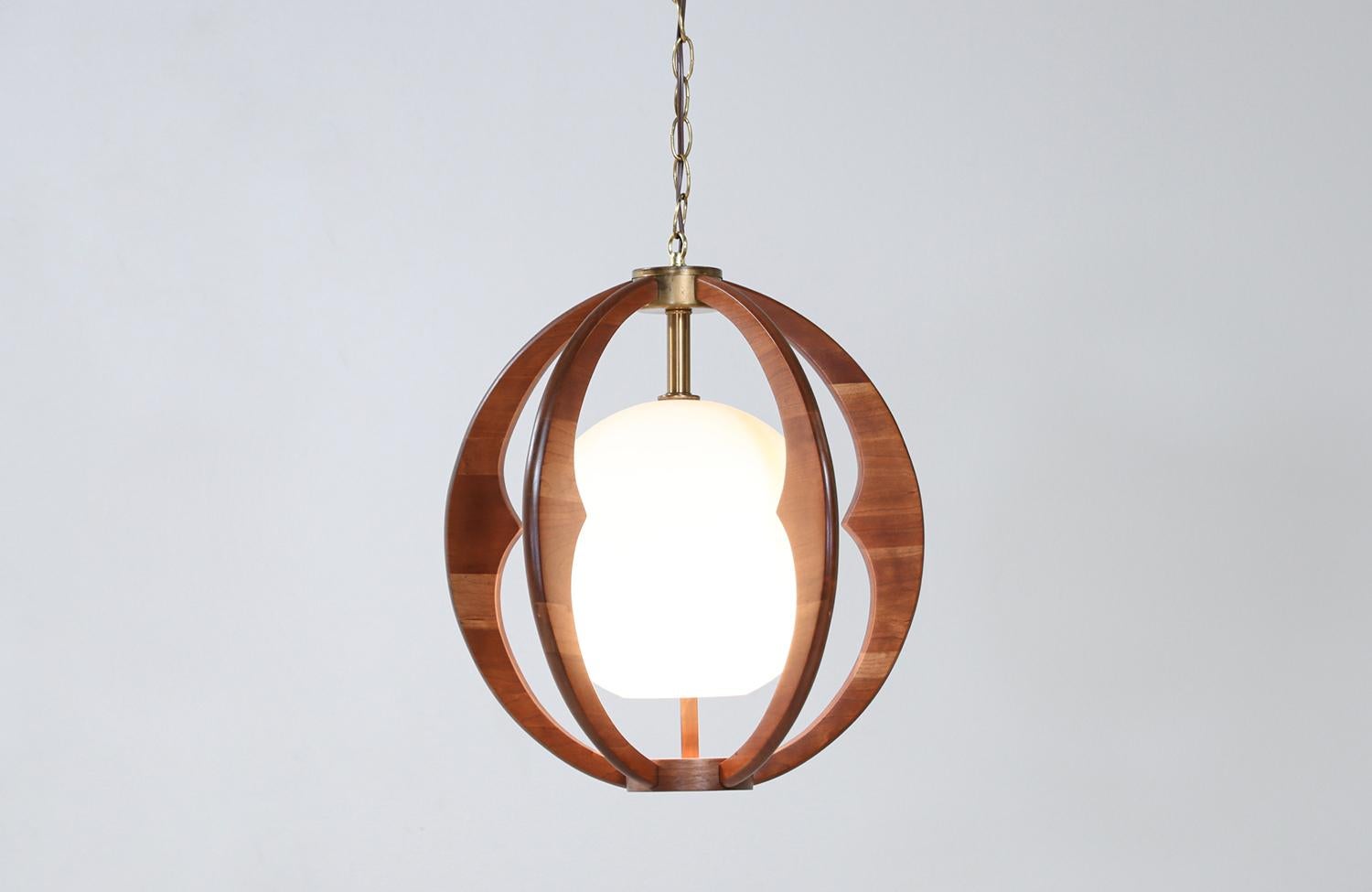 Mid-Century Modern Sculpted Sphere Pendant Chandelier In Excellent Condition In Los Angeles, CA
