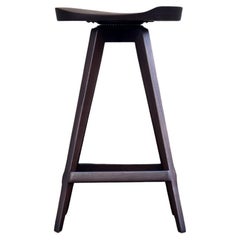 Mid-Century Modern Sculpted Swiveling Tractor Seat Stool, Espresso Walnut