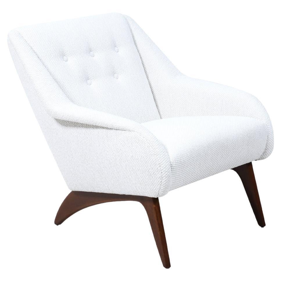 Expertly Restored - Mid-Century Modern Sculpted Teak & Tufted Lounge Chair