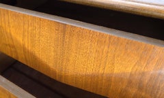 Mid-Century Modern Sculpted Walnut 9 Diamond Front Drawers Dresser Mint