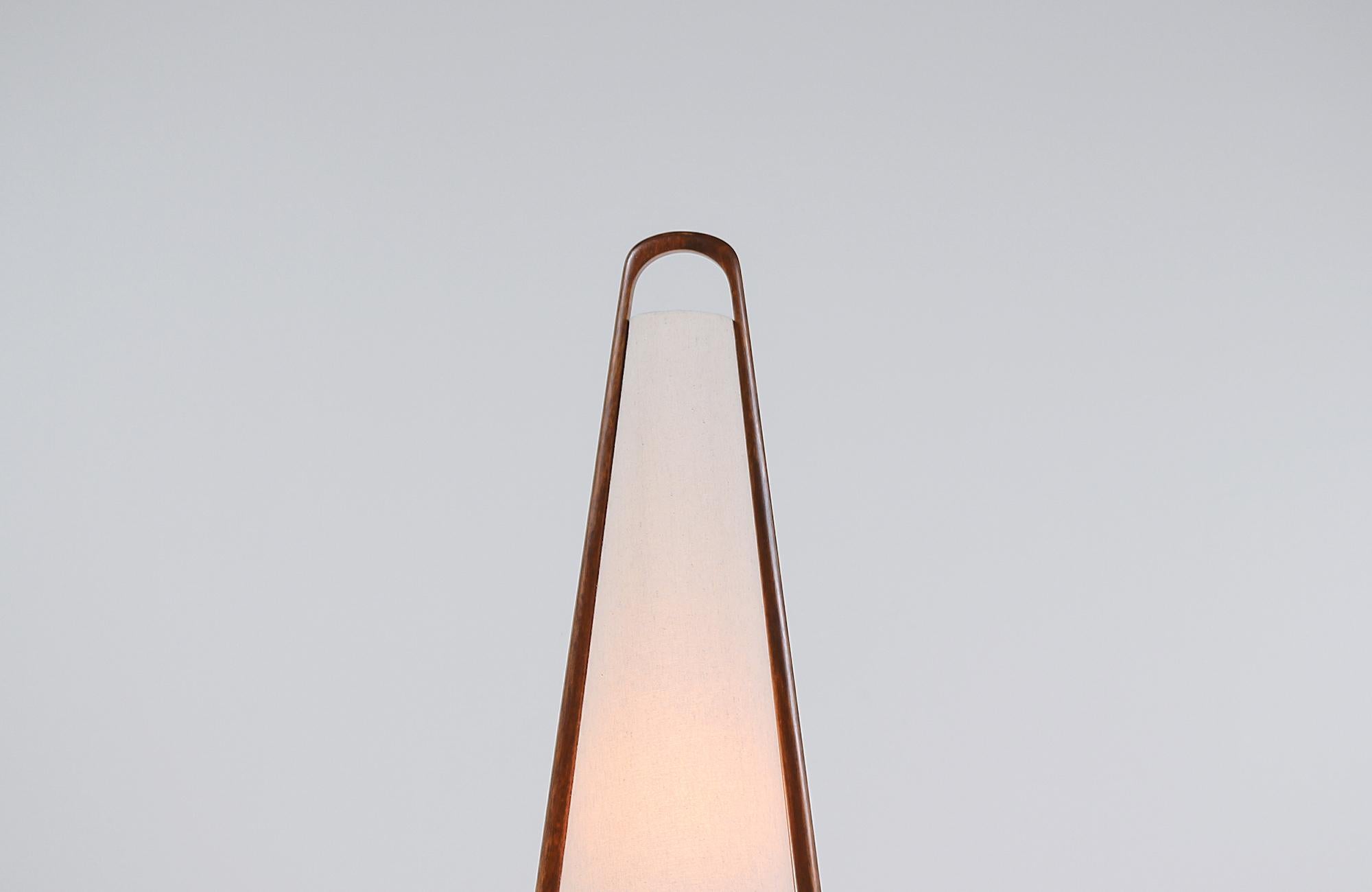 Polished Mid-Century Modern Sculpted Walnut and Brass Table Lamp by Modeline