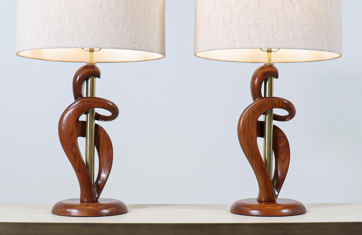 American Expertly Restored - Mid-Century Modern Sculpted Table Lamps by Light House Co. For Sale