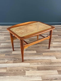 Mid-Century Modern Sculpted Walnut & Cabe Stool