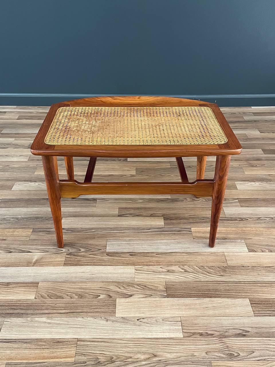 Mid-Century Modern Sculpted Walnut & Cabe Stool In Good Condition For Sale In Los Angeles, CA