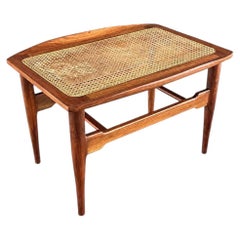 Mid-Century Modern Sculpted Walnut & Cabe Stool
