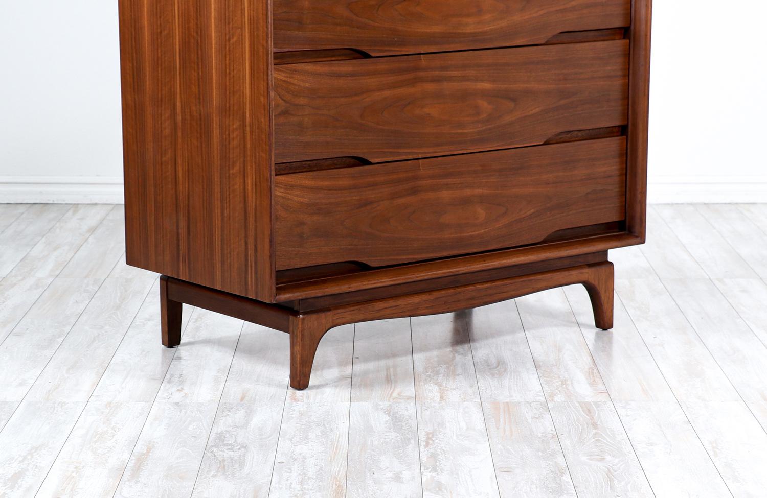 Mid-Century Modern Sculpted Walnut Chest of Drawers 2