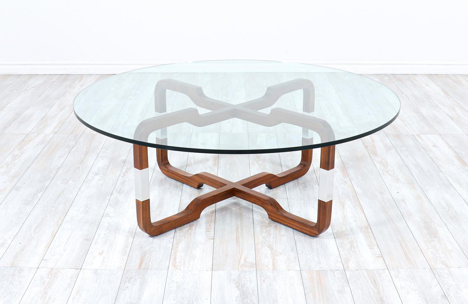 Mid-Century Modern sculpted walnut coffee table by Brown Saltman.