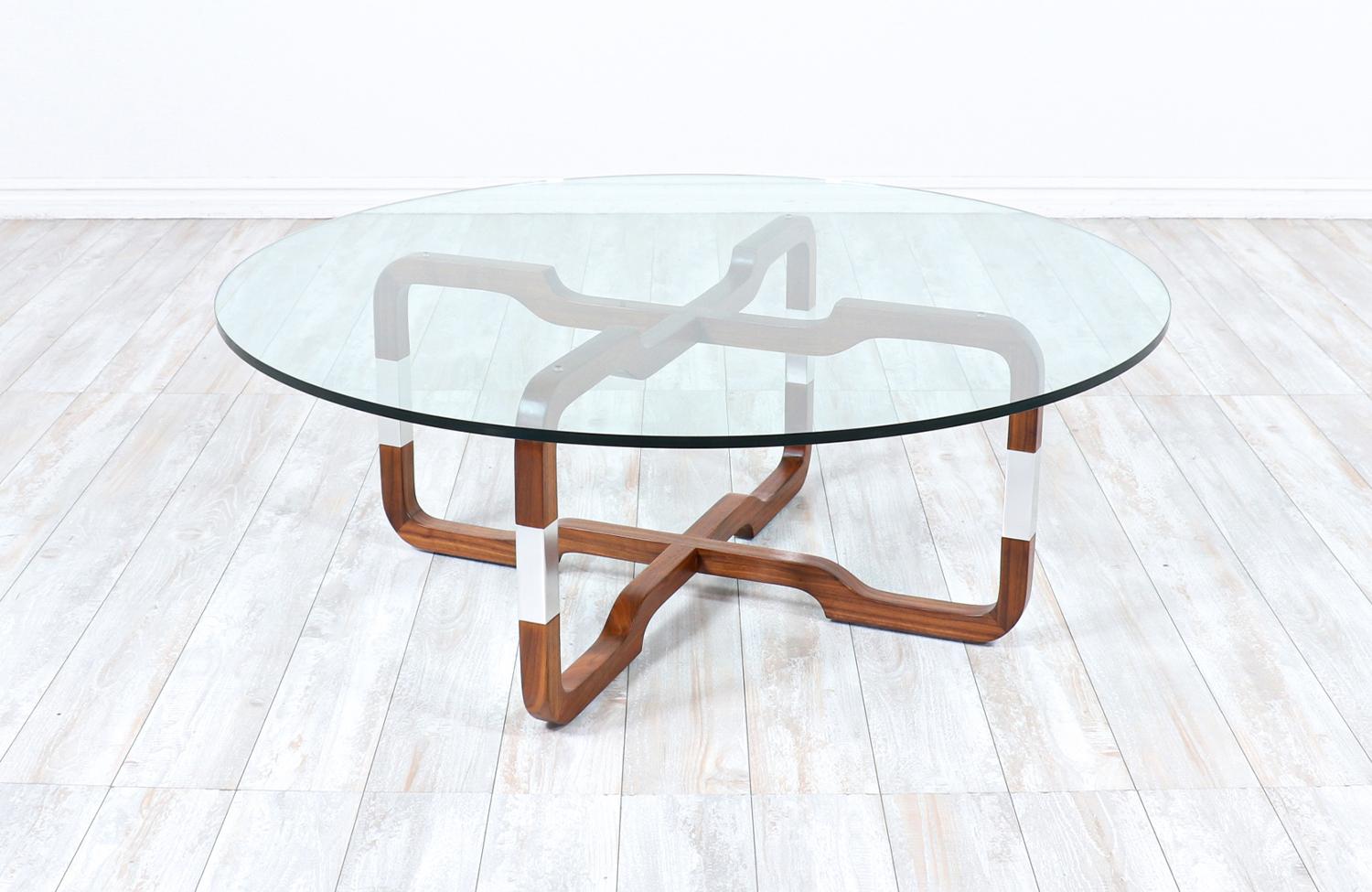 American Mid-Century Modern Sculpted Walnut Coffee Table by Brown Saltman