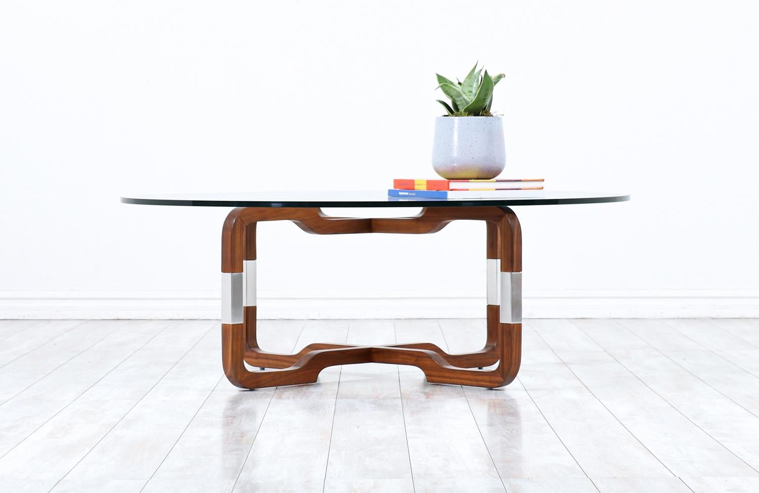 Mid-Century Modern Sculpted Walnut Coffee Table by Brown Saltman 1