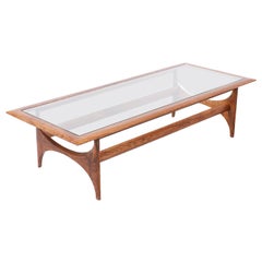 Mid-Century Modern Sculpted Walnut Coffee Table by Lane Furniture