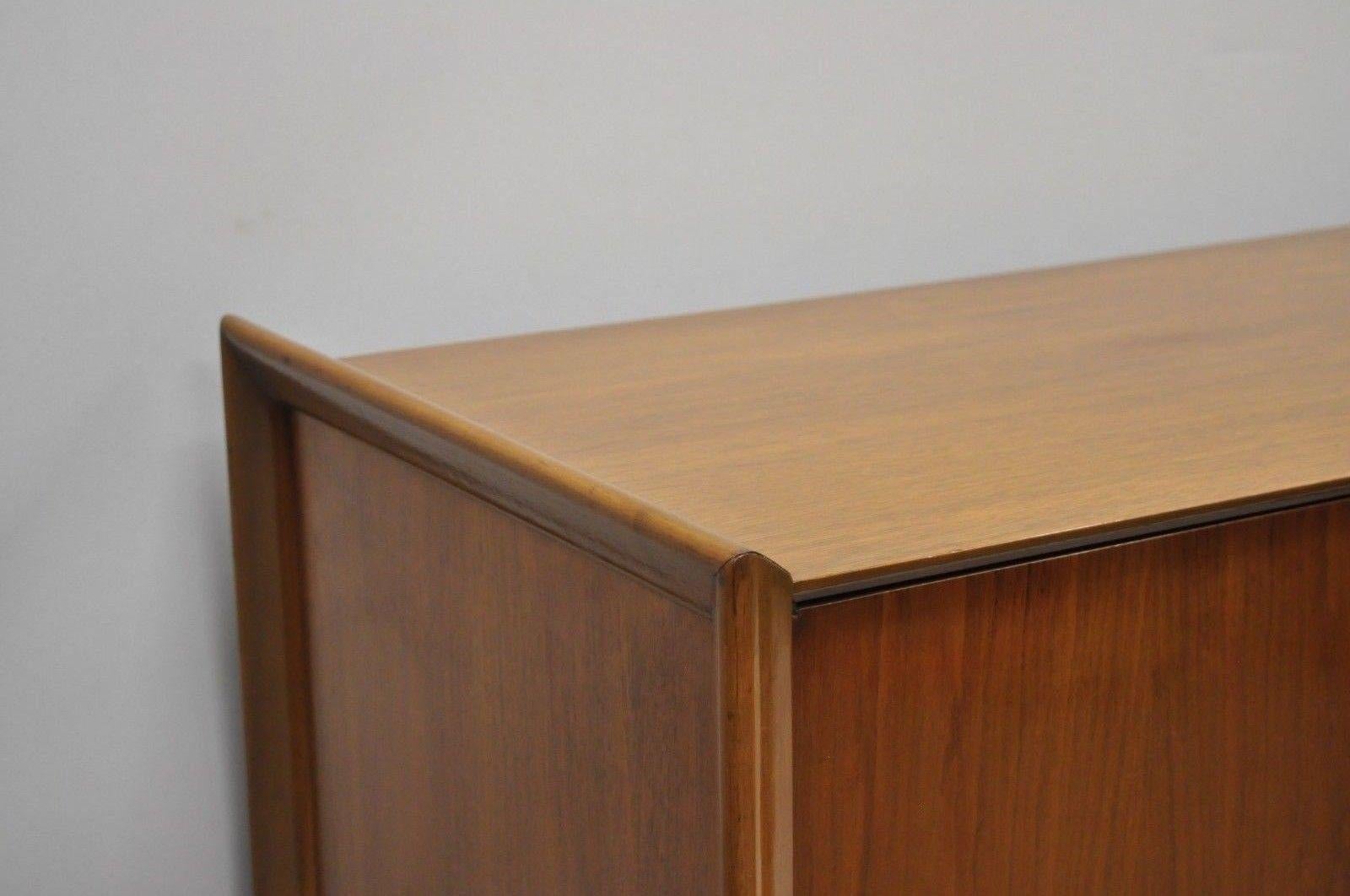 Mid-20th Century Mid-Century Modern Sculpted Walnut Credenza Long Dresser Chest of Drawers