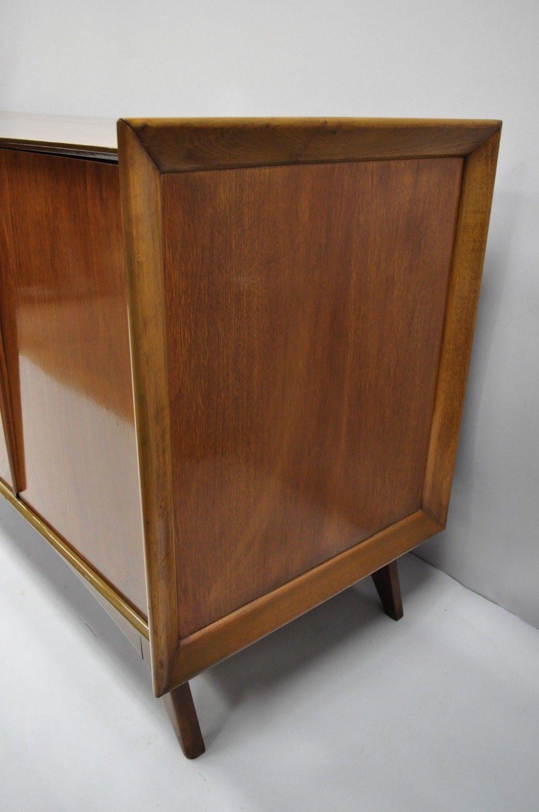 Mid-Century Modern Sculpted Walnut Credenza Long Dresser Chest of Drawers 3