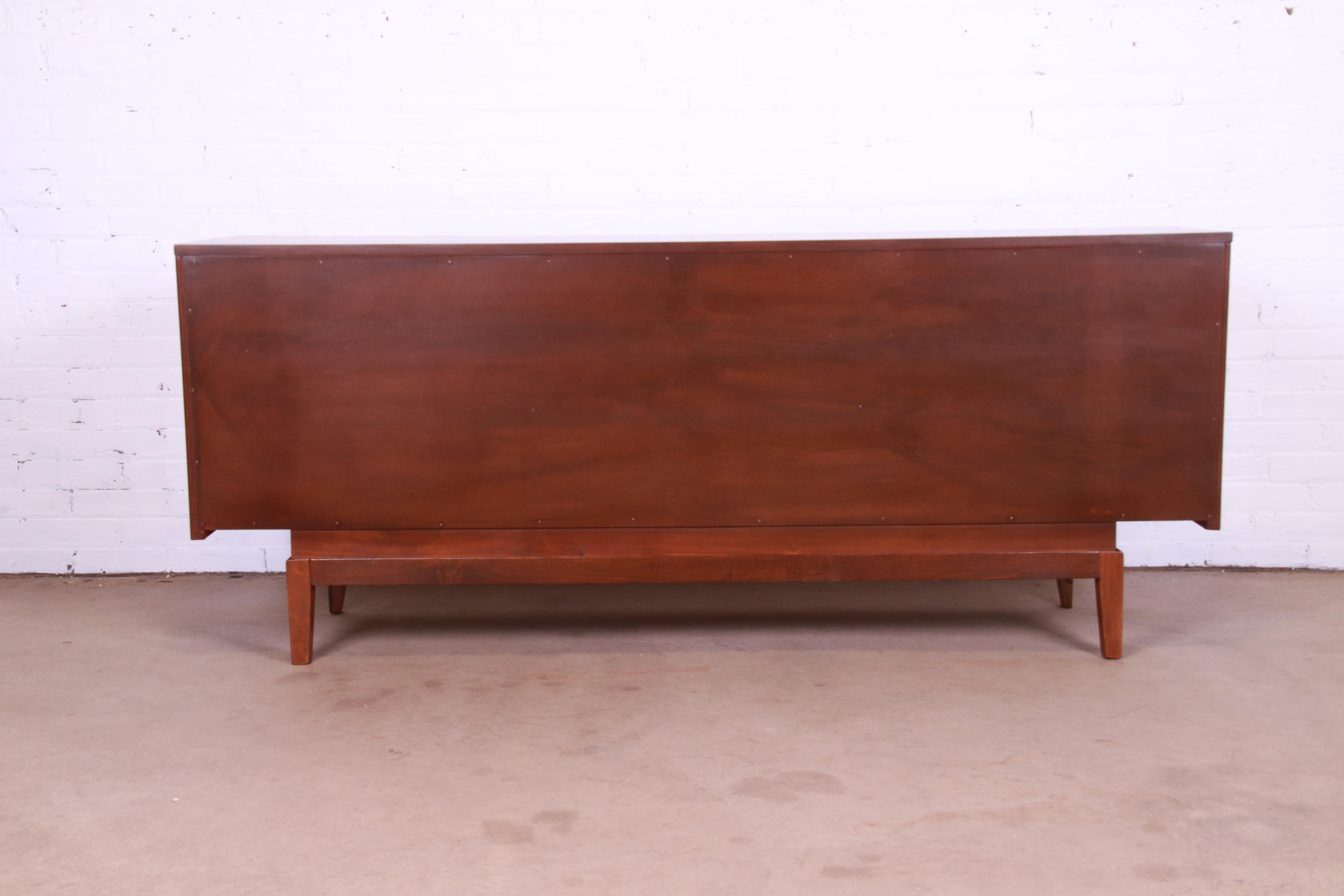 Mid-Century Modern Sculpted Walnut Diamond Front Dresser by United, Refinished 7