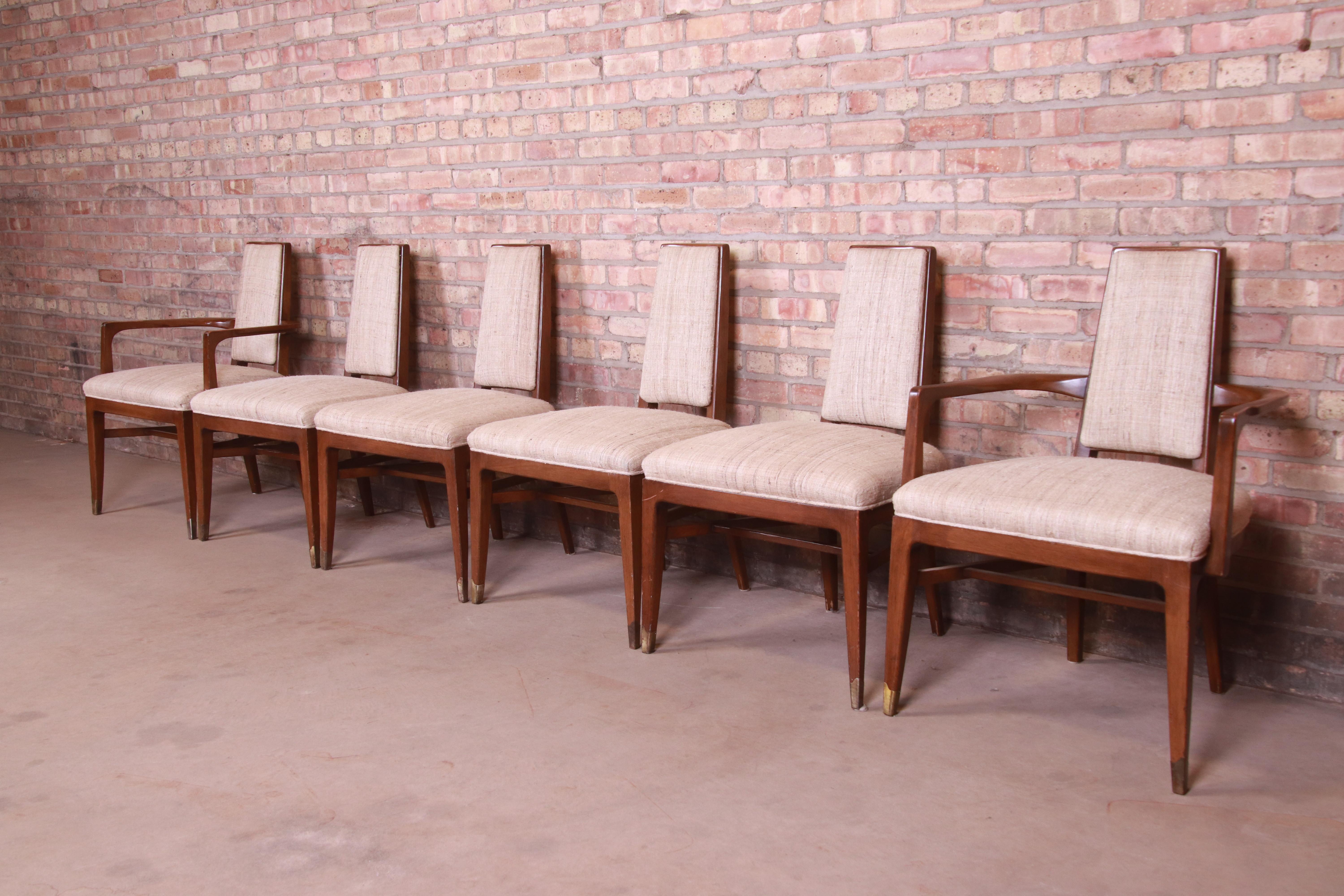 Mid-Century Modern Sculpted Walnut Dining Chairs by White Furniture, Set of Six In Good Condition In South Bend, IN